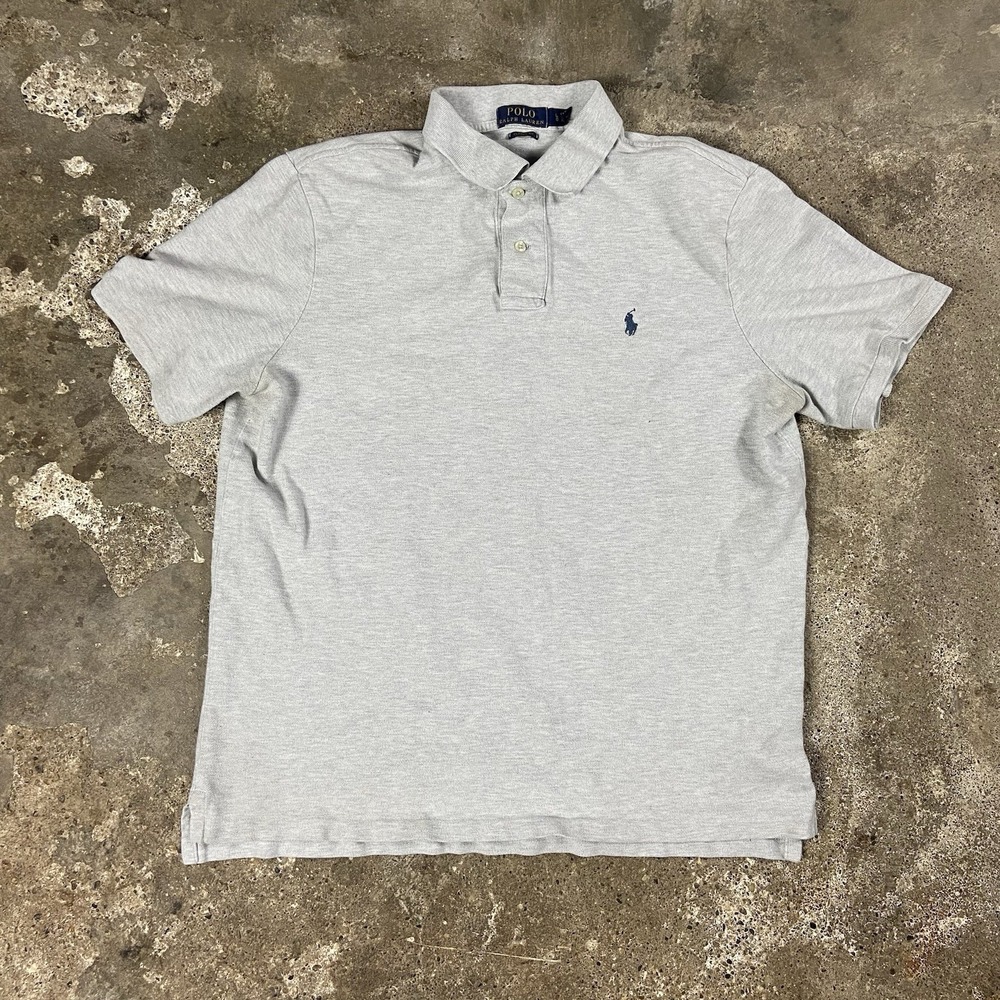 Polo Ralph Lauren Polo Shirt Men's Size Large Gray Classic Fit Blue Pony Logo